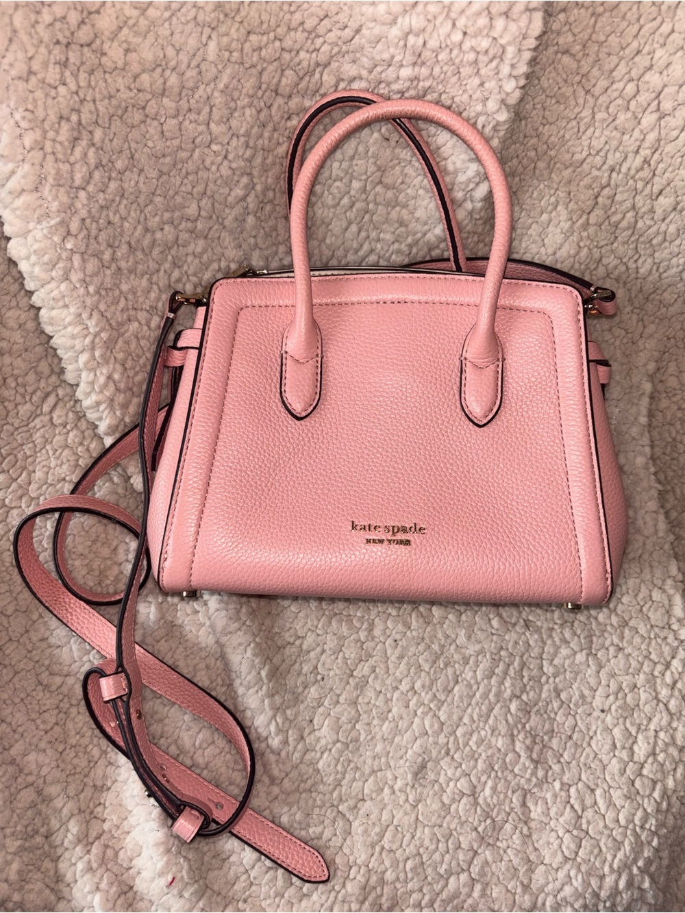 Kate Spade Pink Pebbled Leather Mini Satchel Crossbody Bag